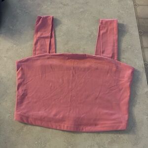 Square Neck Cropped Tank Top in Bubble Gum Pink